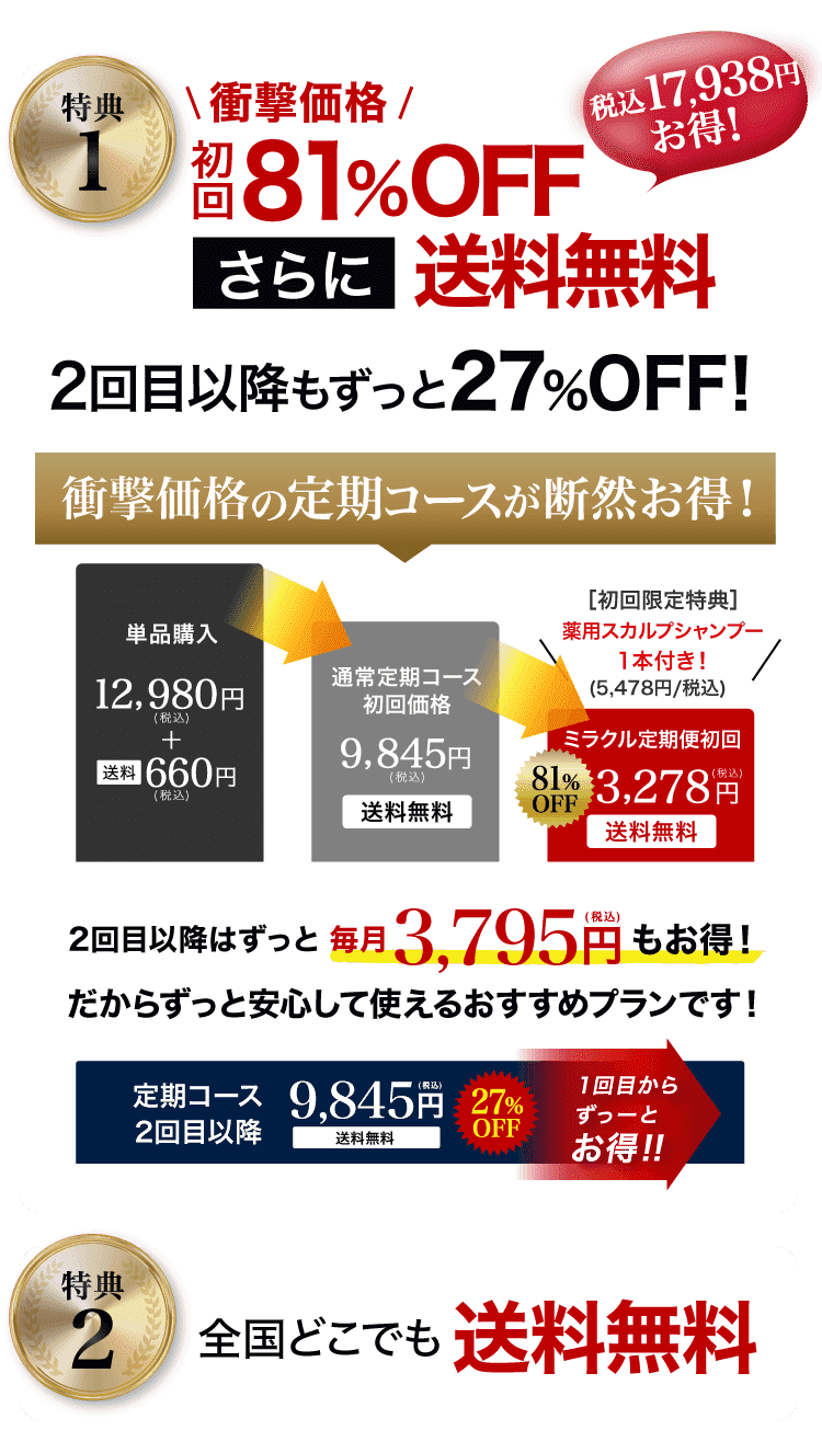 特典１初回9,845円(税込)2回目以降もずっと9,845円(税込)